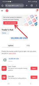 creating deriv real account