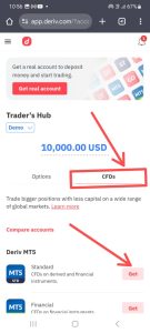 creating deriv standard account