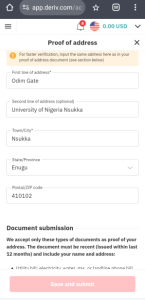 Deriv proof of address verification