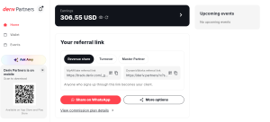 Deriv affiliate home dashboard