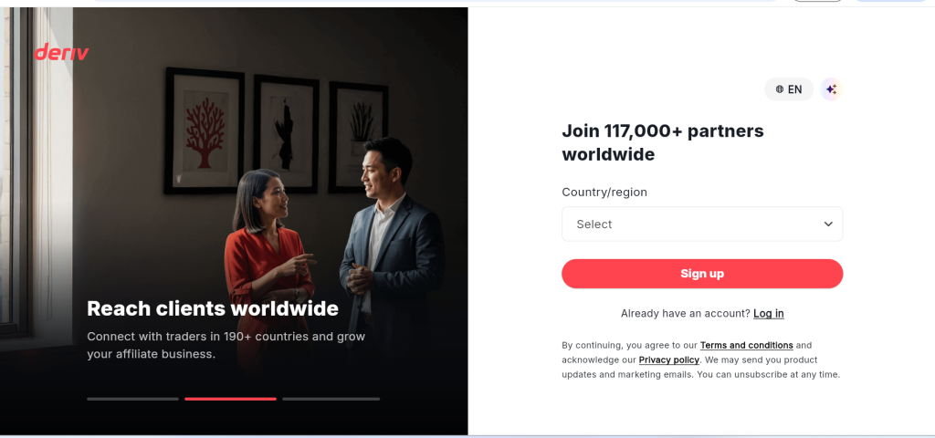 Deriv Affiliate Program Sign Up