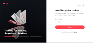 Deriv sign up page 