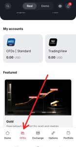 Select the CFDs tab