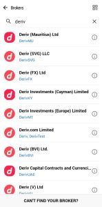 different deriv servers